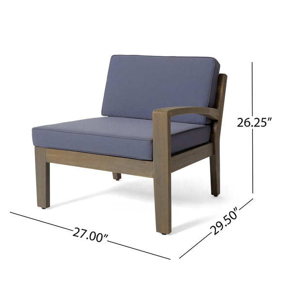 English Elm Grenada Acacia Hardwood Outdoor Sectional with Water Resistant Cushions Patio Set 63702.00GDGRY