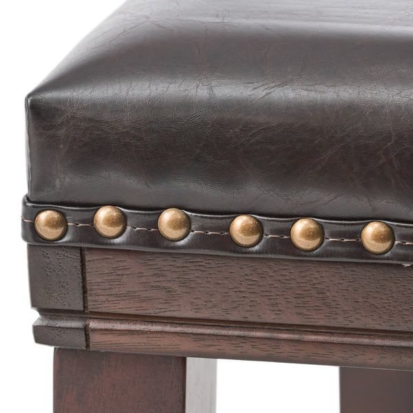 English Elm Saddle Contoured Pu Leather Counter Stool with Solid Rubberwood Frame for Kitchen Dining 62469.00PU