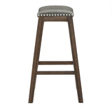 Homelegance By Top-Line Hugues Faux Leather Saddle Seat Backless Stool Grey Veneer