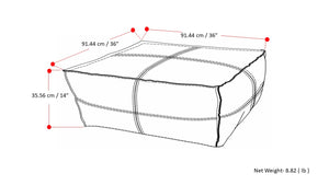 English Elm Brody Extra Large Coffee Table Pouf In Distressed Black Vegan Leather - Versatile Seating & Style B136P159354