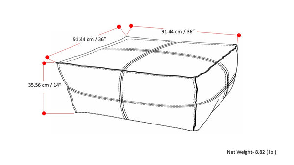 English Elm Brody Extra Large Distressed Faux Leather Coffee Table Pouf For Versatile Living Room Style B136P159355