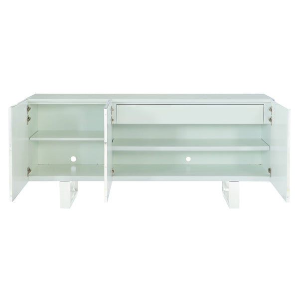 Bernhardt Bernhardt Helios Console With Capiz Starburst Panels, Polished Steel Legs & Hidden Storage Elegance 382860
