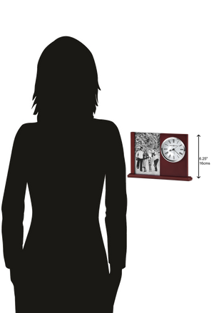 Hekman Furniture 645780 Portrait Caddy Ii Table Clock - Elegant Satin Rosewood Frame With Photo Holder & Quartz Movement  Portrait Caddy Ii Tabletop Clock 645780