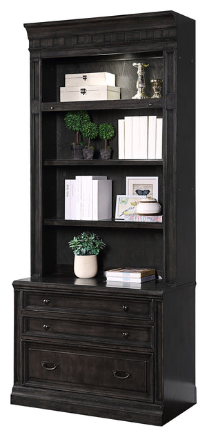 Washington Heights 2 Drawer Lateral File and Hutch Washed Charcoal WAS#476-2 Parker House