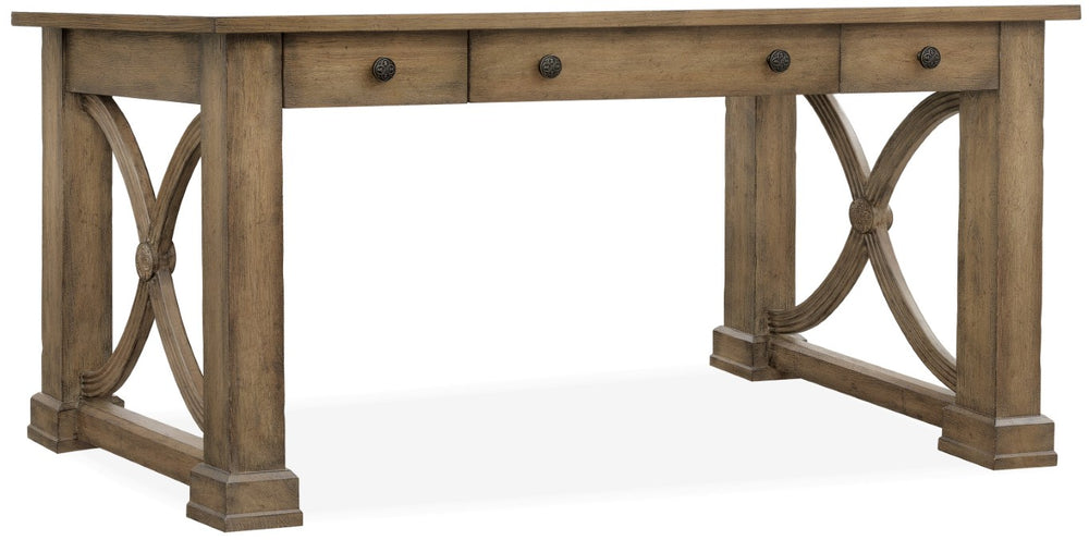 Hooker Furniture Melange Distressed Light-Oak Writing Desk With Keyboard Tray, Removable Insert & Generous Storage 638-10005