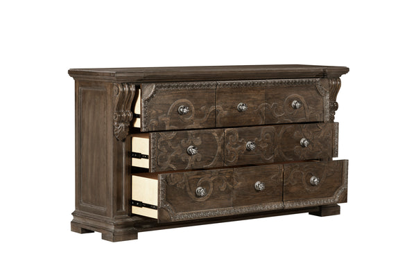 A.R.T. Furniture Vintage Salvage Wren Dresser - Exquisite Walnut Finish, Parawood Solids, Timeless Traditional Elegance Brown, Brown Material, Parawood Solids 231131-2812