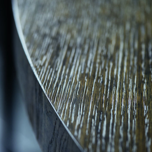 Bernhardt Bernhardt Linea Round Dining Table — 60" Wire-Brushed Oak Top, Cerused Charcoal Finish, Textured Graphite Base K1099