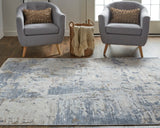 Feizy Rugs Laina Polyester/Polypropylene Machine Made Industrial Rug Ivory/Gray/Blue 3' x 12'