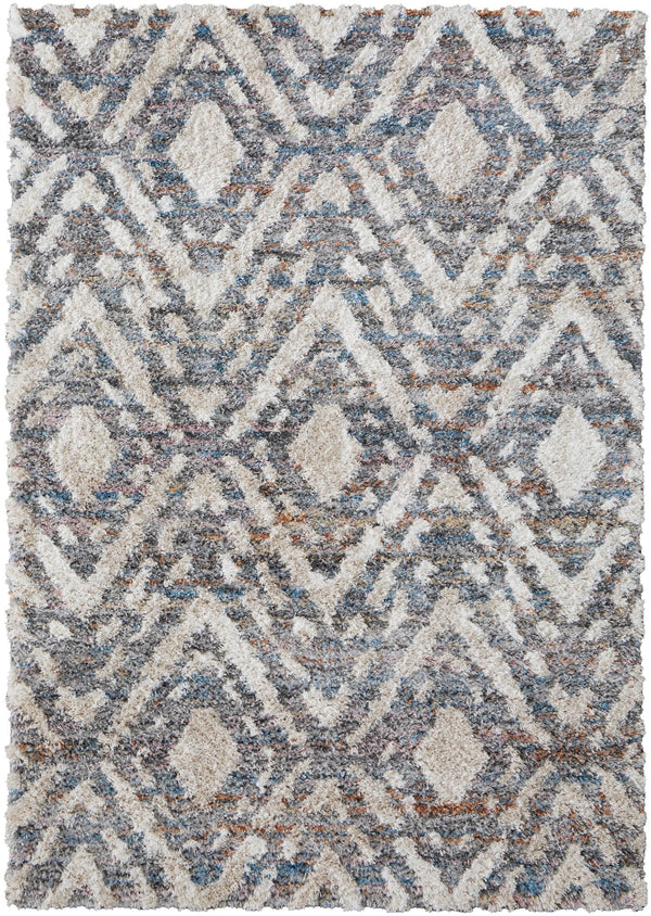 Feizy Rugs Mynka High Pile Geometric Rug - Pet Friendly, Stain Resistant, Stylish For High Traffic Areas Ivory,Gray,Taupe Polyester Myn39iafgrymltp00