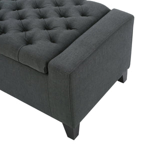 English Elm Guernsey Tufted Storage Ottoman with Lift Top Hidden Compartment for Living Rooms 59336.00DGY