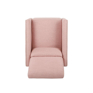 English Elm Pushback Recliner Accent Chair Solid Birch Frame Rivet Detail Mid-century Living Room Seat Blush 65532.00LBLSH