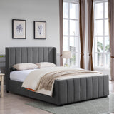 Christopher Knight Home® - Noble House - Antoinette Fully-Upholstered Bed Frame - Queen-Size - Traditional - Charcoal Gray