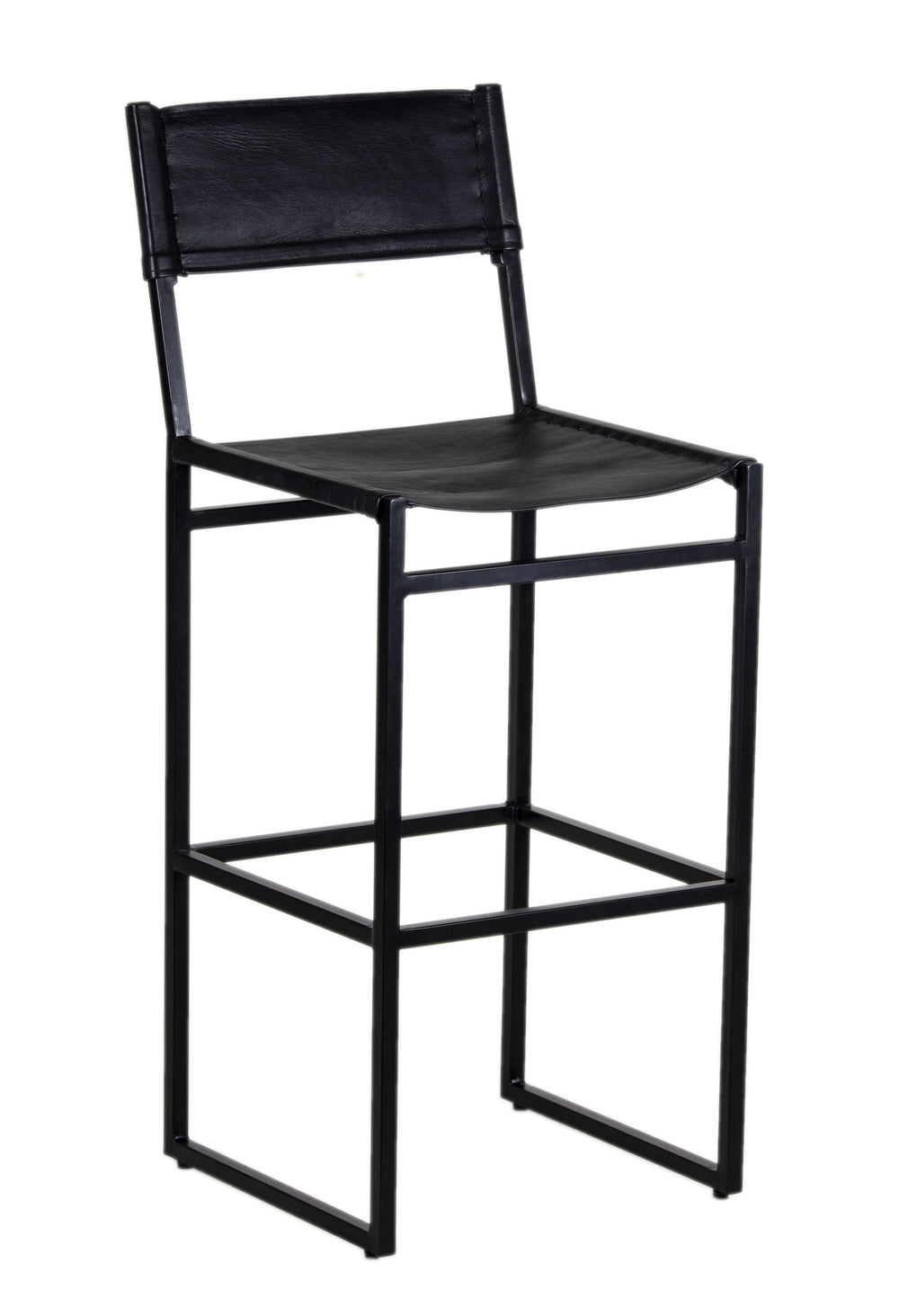 Porter Designs Porter Remy Full-grain Leather Bar Stool In Black – Modern Comfort Meets Rustic Charm And Style Black Metal 07-108-24-8756