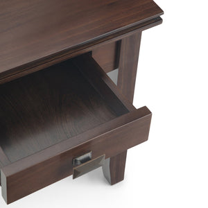 English Elm Artisan End Table In Rich Tobacco Brown - Handcrafted Solid Wood With Functional Drawer Storage B136P158694