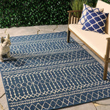 Christopher Knight Home® - Noble House - Currie 5'3" X 7' Indoor/Outdoor Area Rug, Blue and Ivory