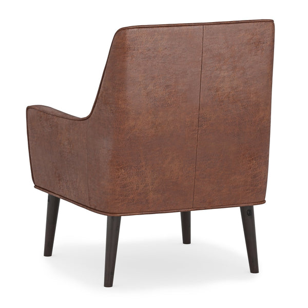 English Elm Robson Distressed Saddle Brown Accent Chair - Vegan Faux Leather, Solid Wood Legs, Contemporary Comfort B136P159555