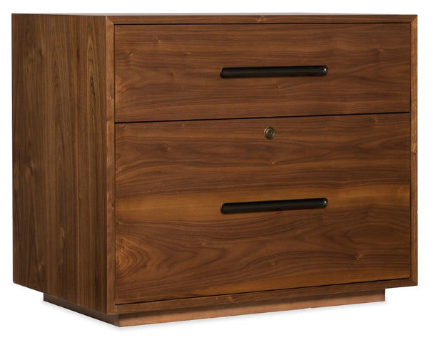 Hooker Furniture Elon Satin Walnut Lateral File With Locking Bottom Drawer, Dark Bronze Pulls, Pendaflex Ready 1650-10466-MWD