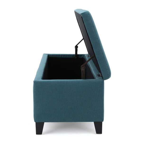 English Elm Ottoman Bench Seat with Lift Top Hidden Storage Polyester Upholstered Entryway Piece Teal 60159.00DTE