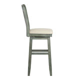 Homelegance By Top-Line Juliette Slat Back Bar Height Wood Swivel Bar Stool Green Rubberwood