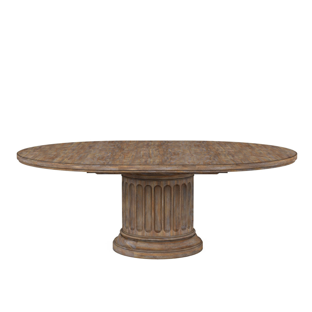A.R.T. Furniture Architrave Round Dining Table In Almond - Extends To 84" With Leaf, Seats 6 Comfortably, Elegant Design Brown Material, Pine Solids And Veneer,Resin 277225-2608