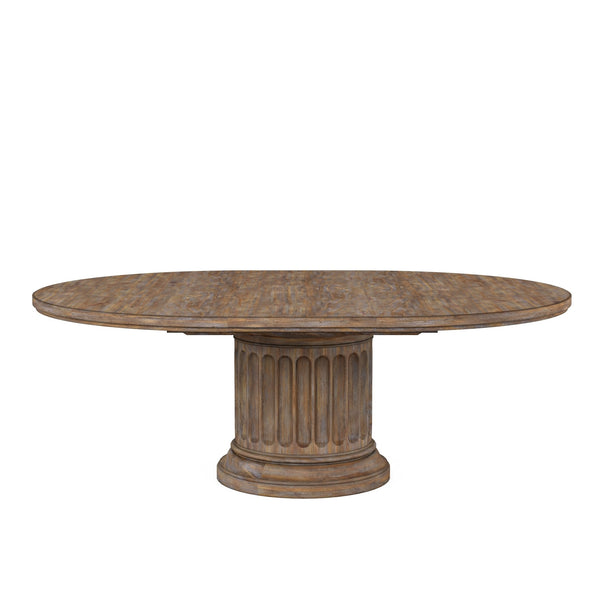A.R.T. Furniture Architrave Round Dining Table In Almond - Extends To 84" With Leaf, Seats 6 Comfortably, Elegant Design Brown Material, Pine Solids And Veneer,Resin 277225-2608