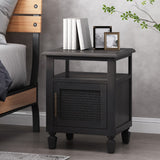 Christopher Knight Home® - Noble House - Tengren Rustic Acacia Wood And Cane Nightstand, Dark Gray