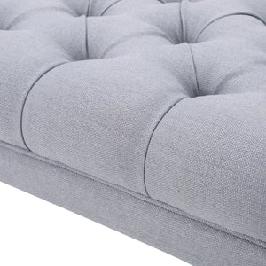 English Elm Hilton Tufted Upholstered Bench Ottoman with Diamond Stitching and Vintage Curved Legs 54743.00LGY