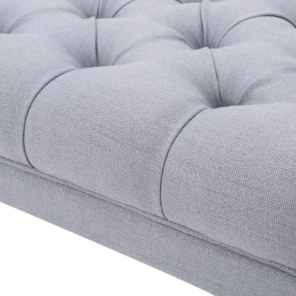 English Elm Hilton Tufted Upholstered Bench Ottoman with Diamond Stitching and Vintage Curved Legs 54743.00LGY