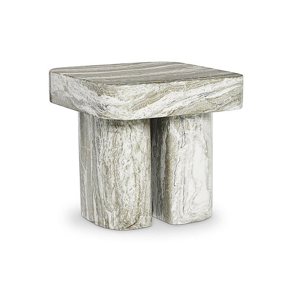 Bernhardt Bernhardt Arcadia Side Table With Faux Stone Kalta Top, Sculptural Totemic Legs, Rustic-Modern Charm 334123