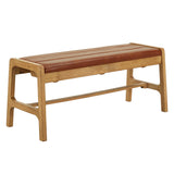 Homelegance By Top-Line Shawnda Modern Scandinavian Light Oak Finish Bench Oak Faux Leather