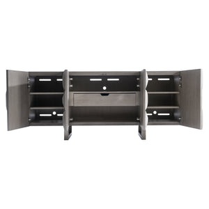Bernhardt Bernhardt Rune Sculptural Entertainment Credenza With Bluff Oak Veneer, Graphite Legs, Cable Management 321870