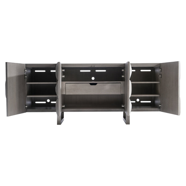 Bernhardt Bernhardt Rune Sculptural Entertainment Credenza With Bluff Oak Veneer, Graphite Legs, Cable Management 321870