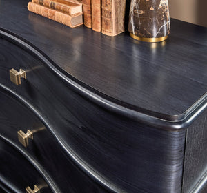 Hooker Furniture Melange Serpentine Three Drawer Accent Chest with Glam Champagne Hardware 628-85766-49
