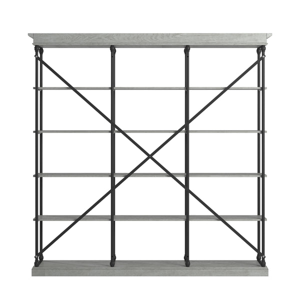 Homelegance By Top-Line Miranda Cornice Triple Shelving Bookcase Grey Wood