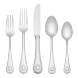 French Perle 65-Piece Stainless Steel Flatware Set, Elegant Teardrop Beading