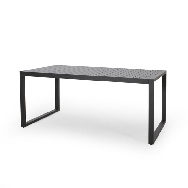 English Elm Outdoor Aluminum Slatted Rectangular Dining Table Seats Six for Patio or Terrace 66959.00BLK