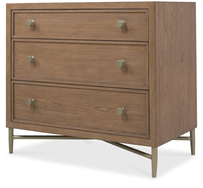 Hooker Furniture Sonnet Light Oak Three-Drawer Nightstand With Woven Cane Accents, Felt Liner & Cord Management 6072-90216-85