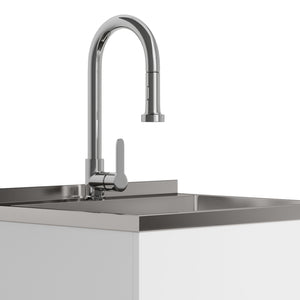 English Elm Metro 24" Laundry Cabinet With Deep Stainless Steel Sink & High-Arch Faucet For Ultimate Utility B136P158805