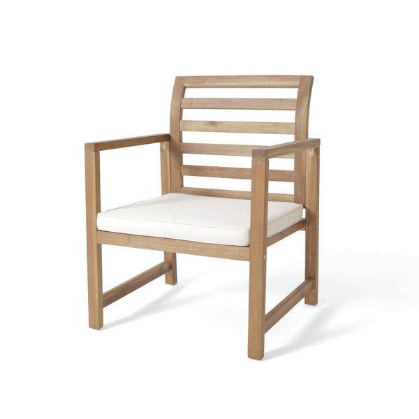 English Elm Christopher Knight Home® - Outdoor Acacia Wood Club Chairs Set of 2 with White Cushions, Weather-Resistant Poolside Seating 36" 56836.00