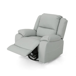 English Elm Christopher Knight Home® - 39" Wide Faux Leather Manual Swivel Recliner with 360° Rotation, Multi-Angle Comfort and Durable PU Finish LIGHT GREY 62814.00LGRY