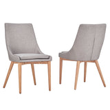 Homelegance By Top-Line Arnet Oak Barrel Back Linen Upholstered Dining Chairs (Set of 2) Grey Rubberwood