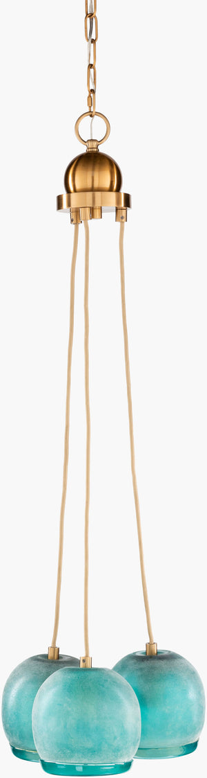 Surya Izabella 13"L X 13"W X 38"H Pendant Light – Modern Glass & Metal Design For Elegant Home Décor Fixture, Aqua Glass,Iron Izb-001