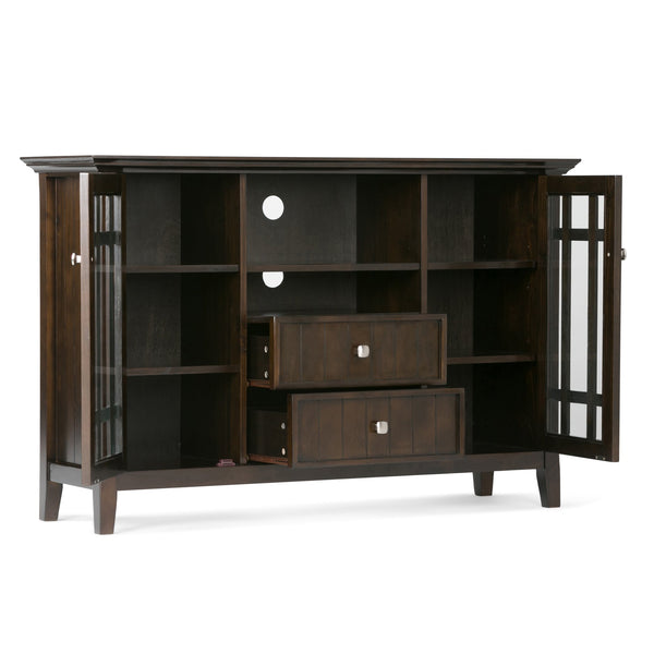 English Elm Bedford Tall TV Media Stand Dark Tobacco Brown – Handcrafted Solid Wood, 60" TV Capacity, Storage and Cord Management B136P158116