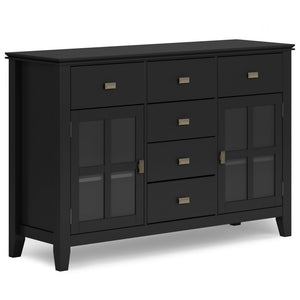 English Elm Artisan Solid Wood Sideboard Buffet: Elegant Black Finish, Ample Storage & Timeless Design For Home B136P158388