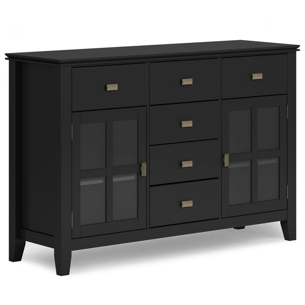 English Elm Artisan Solid Wood Sideboard Buffet: Elegant Black Finish, Ample Storage & Timeless Design For Home B136P158388