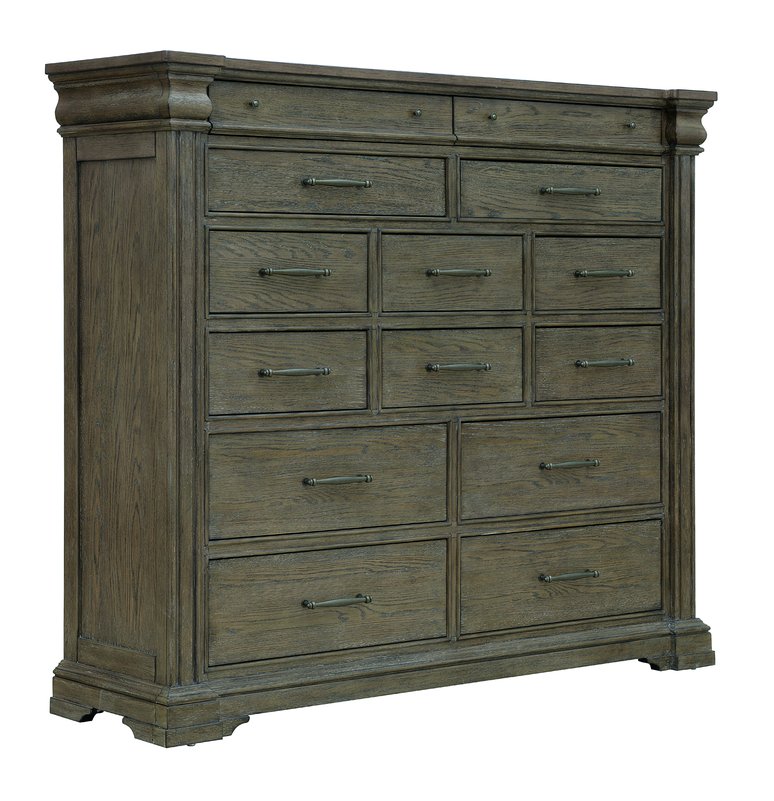 Pulaski Furniture Madison 14 Drawer Master Chest - Elegant Brown Oak Storage With Dovetail Drawers & Cedar Lining Brown Flat,Cut White Oak Wood Veneers P413127-pulaski