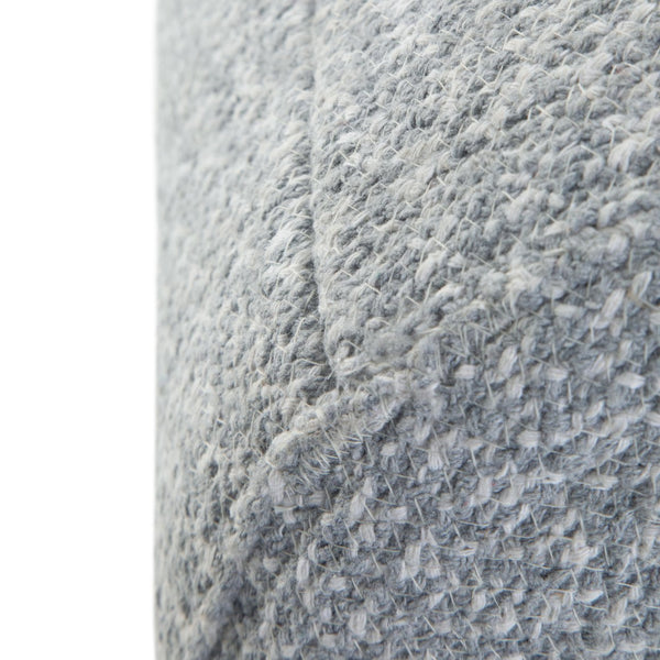 English Elm Bayley Handcrafted Round Braided Pouf Ottoman in Natural Cotton with Supportive Polystyrene Fill, 20" Light Blue B136P159299