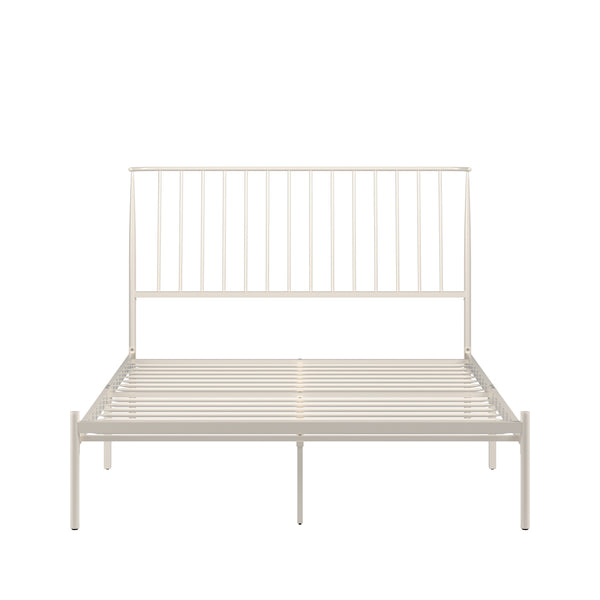 Homelegance By Top-Line Dante Metal Platform Bed with Curved Metal Headboard White Metal