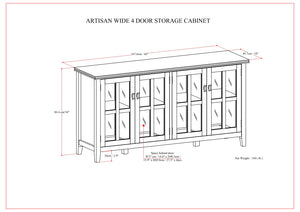 English Elm Artisan Wide 4-Door Storage Cabinet In Rich Russet Brown - Handcrafted, Versatile & Stylish Organization B136P158421