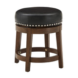 Homelegance By Top-Line Emerson Brown Finish Faux Leather 18" Swivel Dining Height Stool (Set of 2) Black Rubberwood